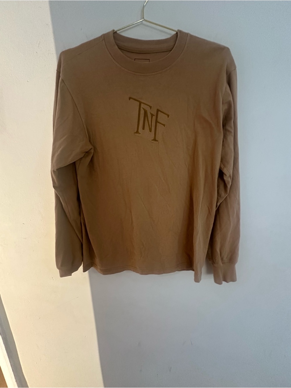 The North Face Taupe Crewneck Sweatshirt with Embroidered Logo